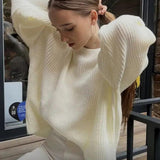 Women's Round Neck Loose Sweater - VibeSoothe