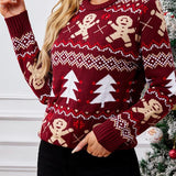 Gingerbread Man Jacquard Leisure Sweater - VibeSoothe