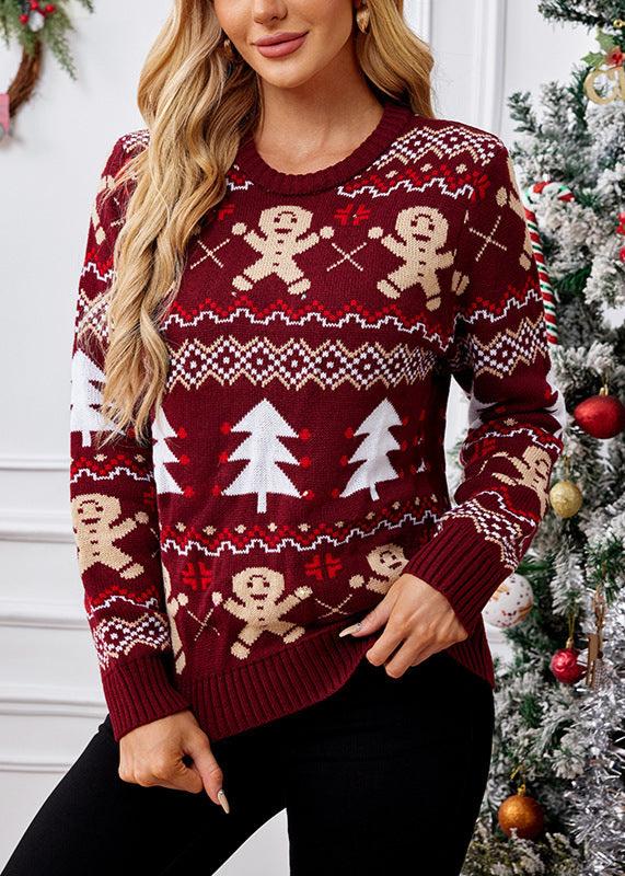 Gingerbread Man Jacquard Leisure Sweater - VibeSoothe