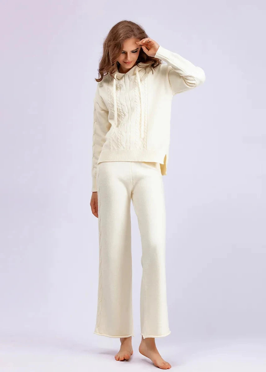 Cozy Cable Knit Hoodie & Pants Lounge Set