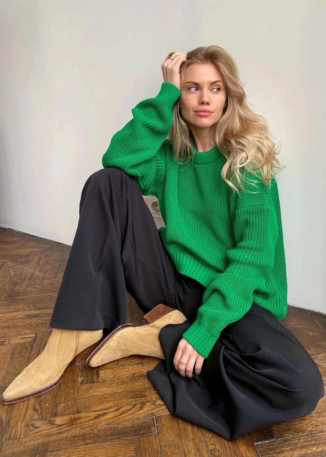 Vibrant Round Neck Oversized Sweater