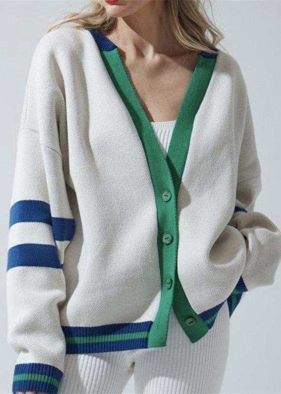 Cozy Stripe Contrast Knitted Cardigan