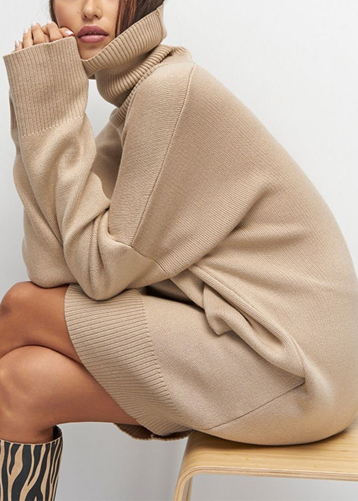 Vestido Suéter de Cuello Alto de Punto Harper – Suéter Oversize de Manga Larga