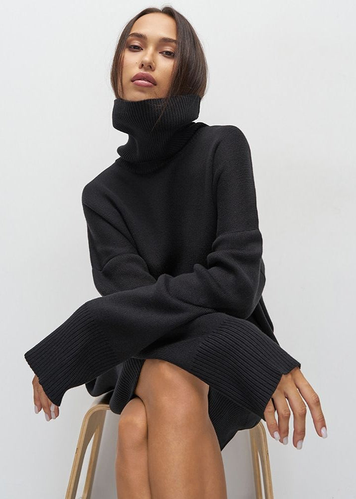 Vestido Suéter de Cuello Alto de Punto Harper – Suéter Oversize de Manga Larga
