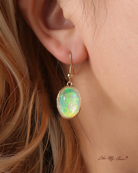 The Normandy Surrounding Plated Earrings Natural Fire Opal