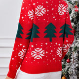 Women's Christmas Tree Jacquard Pullover Knitted Sweater - VibeSoothe