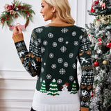 Leisure Round Neck Christmas Sweater - VibeSoothe