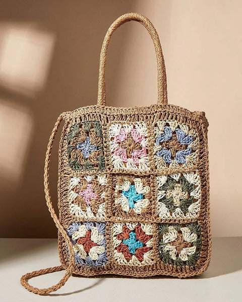 Boho-Quilt Woven Tote - VibeSoothe