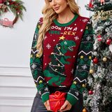 Dinosaur Christmas Tree Sweater - VibeSoothe