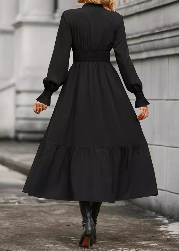 Lantern Sleeve V-Neck Dress