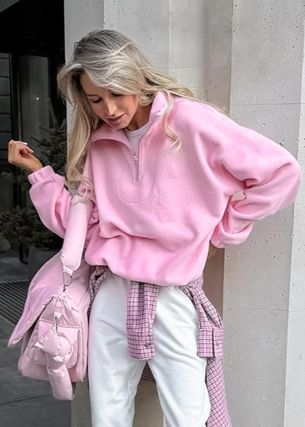 Cozy Pink Fleece Pullover - Casual Comfort