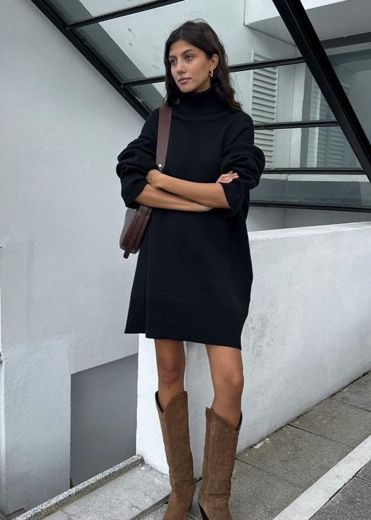 Vestido Suéter de Cuello Alto de Punto Harper – Suéter Oversize de Manga Larga