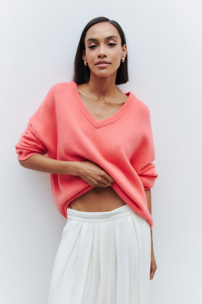 Cozy V-Neck Loose Knit Sweater