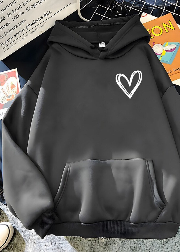 Minimalist Heart Print Hoodie - Unisex Casual Style