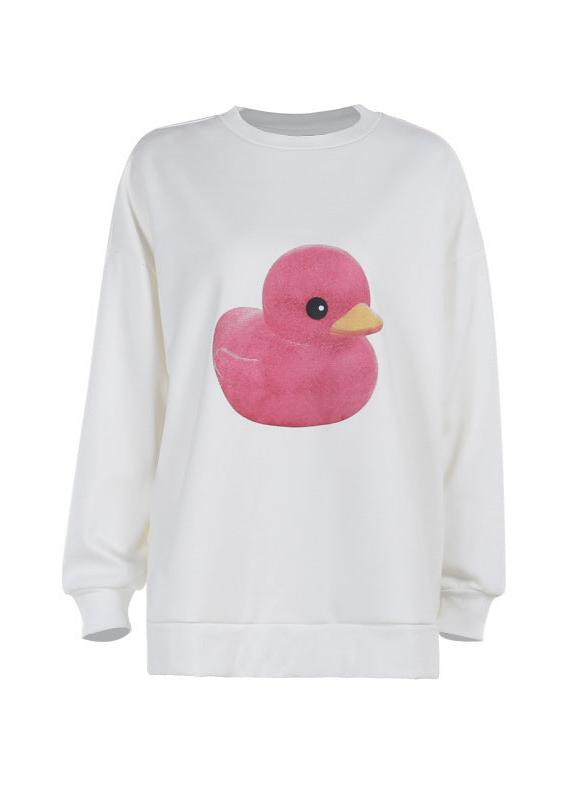 Pink Duck - Casual Printed Fleece Hoodie