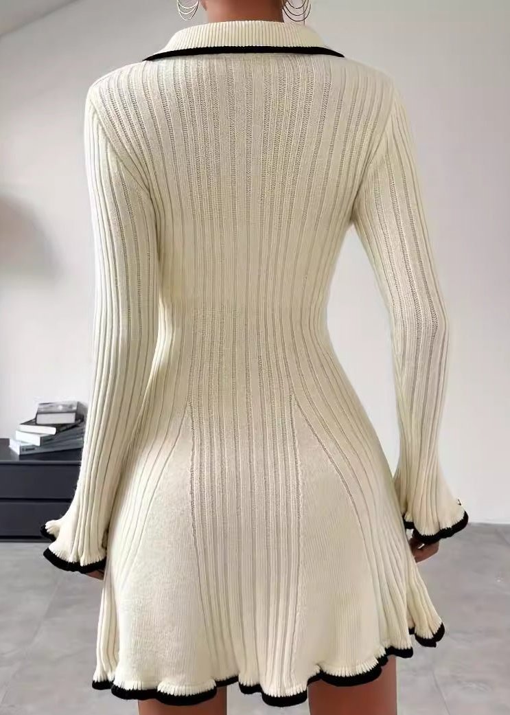 Chic Contrast Knit Dress