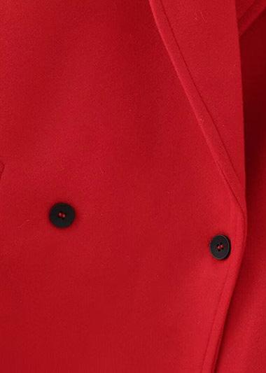 Scarlet Elegance Double-Breasted Overcoat