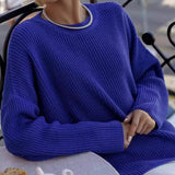 Women's Round Neck Loose Sweater - VibeSoothe