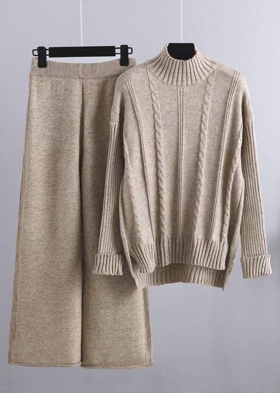 Cozy Chic Mock Neck Sweater & Wide-Leg Pants Set