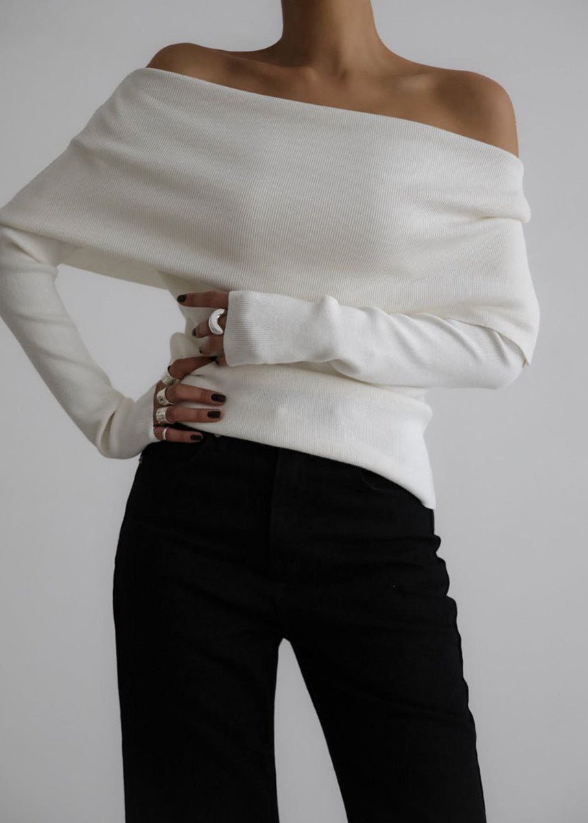 Elegant Off-Shoulder Knit Sweater