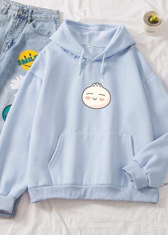 Cute Dumpling Face Print Hoodie - Unisex Casual Style