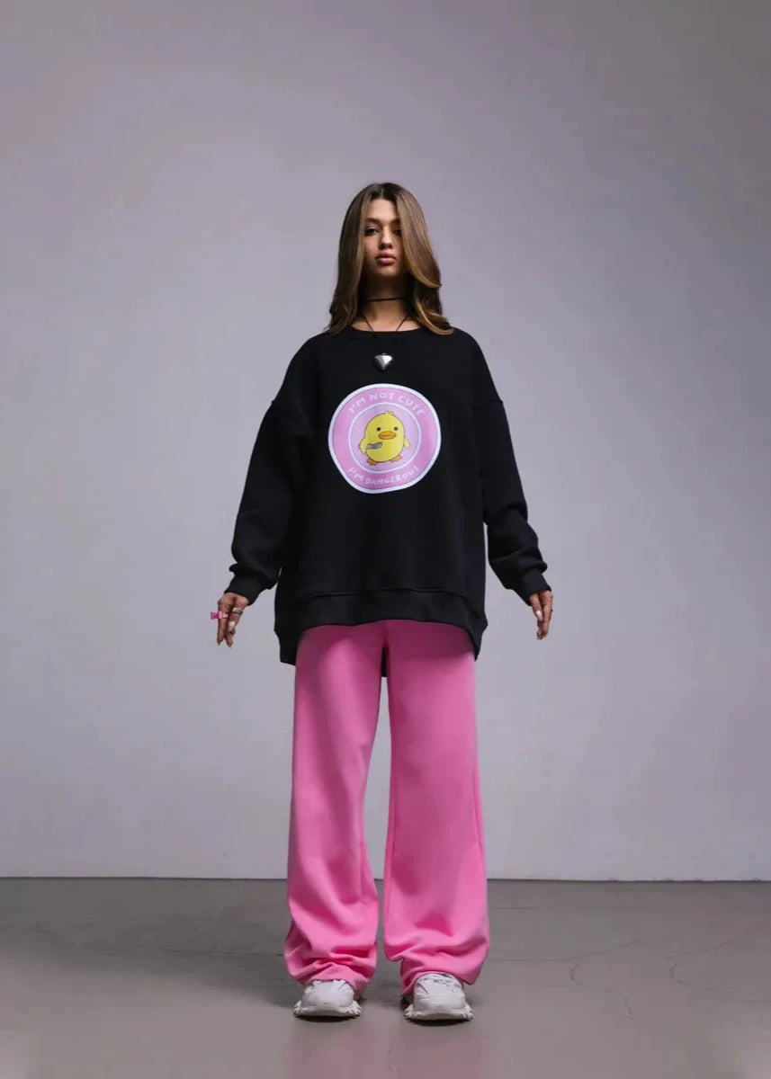 Playful Duck Graphic Oversized Sweatshirt