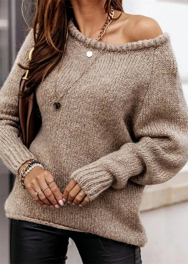 Cozy Off-Shoulder Knit Sweater