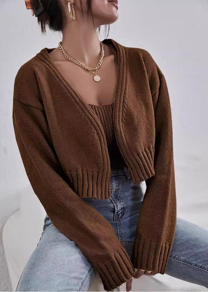 Cozy Knit Cropped Sweater & Cardigan Set