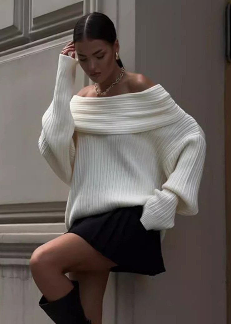 Oversized Off-Shoulder Knit Sweater