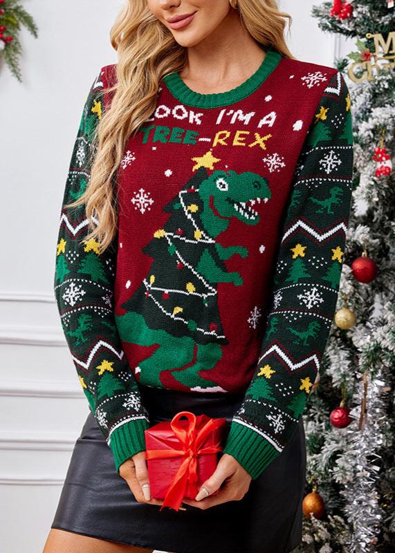 Dinosaur Christmas Tree Sweater - VibeSoothe