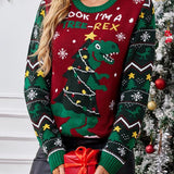 Dinosaur Christmas Tree Sweater - VibeSoothe