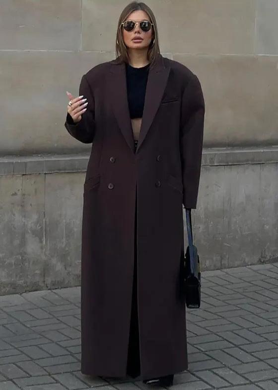 Oversized Double-Breasted Wool-Like Coat