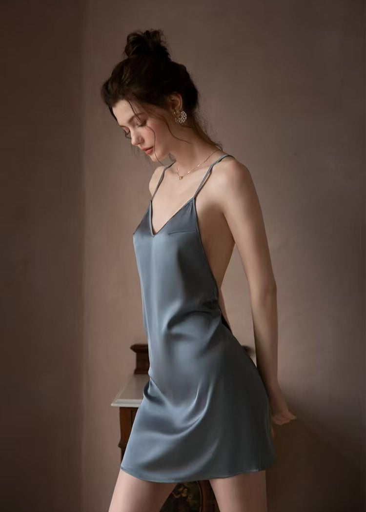 Blush Muse - Satin Backless Slip Dress