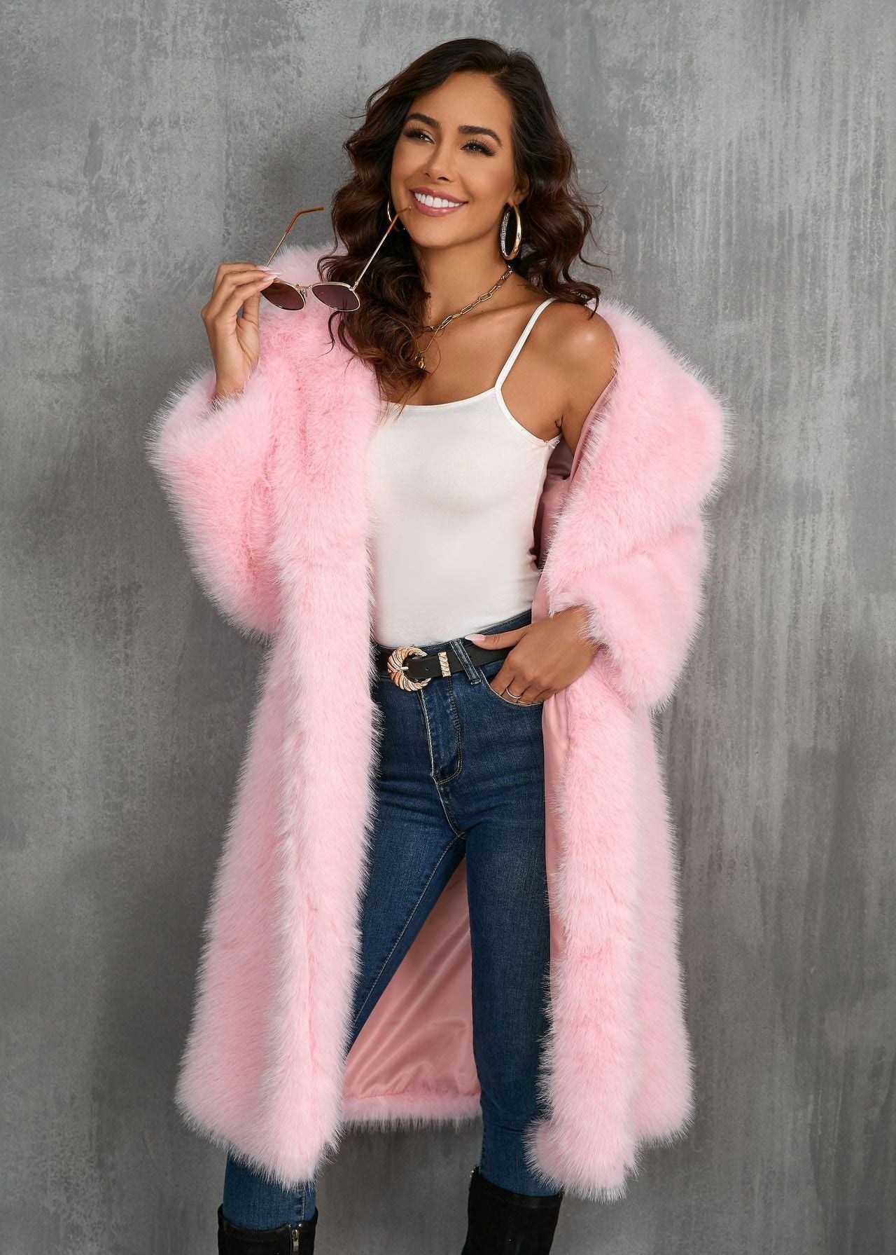 Statement Faux Fur Suit Collar Coat