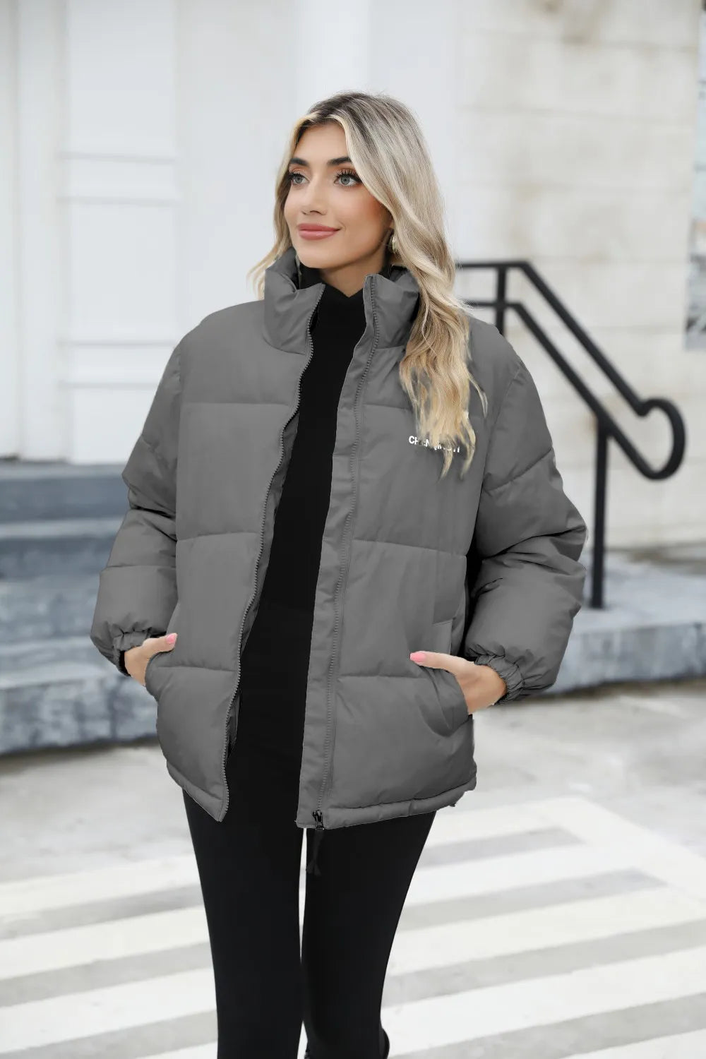 Casual Green Puffer Jacket - Stylish Warmth