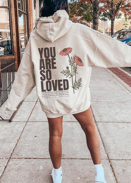 You Are So Loved" Graphic Hooded Sweatshirt