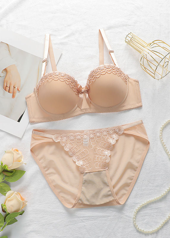 Clara Nude Lace Lingerie Set – Padded Underwire Bra and Panty