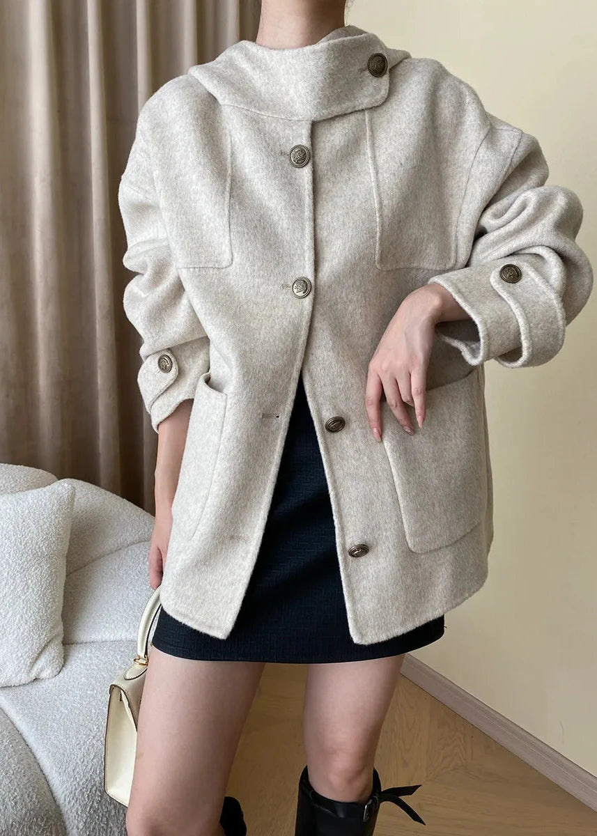 Manteau cape à capuche élégant en mélange de laine