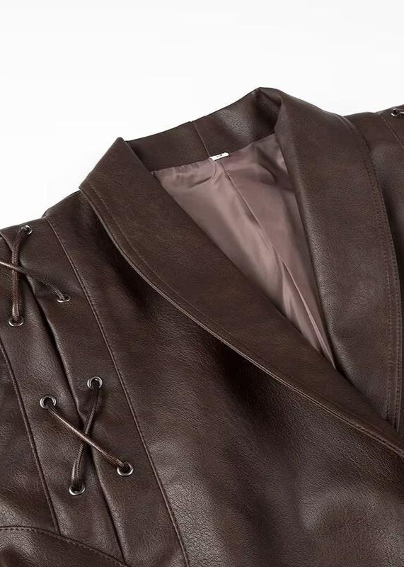 Vintage Leather Wrap Jacket with Belt