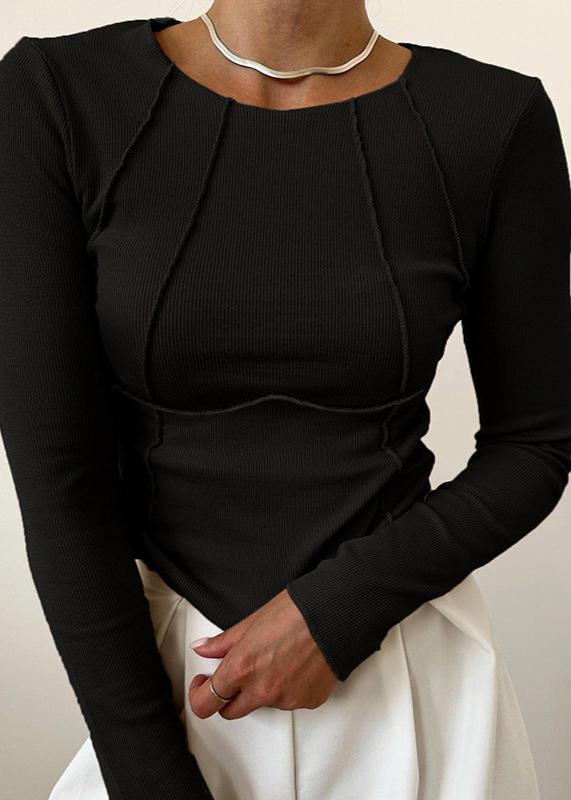 Slim Fit Langarm Gestricktes Oberteil - Minimalistischer Stil