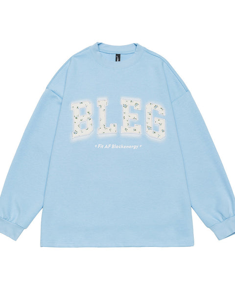 Women's Floral Paste Cloth Embroidery Letter Crew Neck Sweatshirt