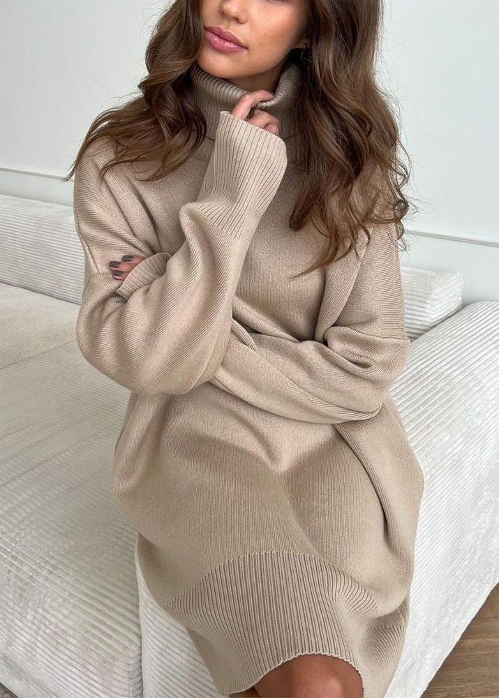 Vestido Suéter de Cuello Alto de Punto Harper – Suéter Oversize de Manga Larga