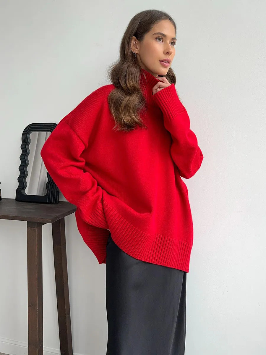 Cozy Solid Turtleneck Sweater