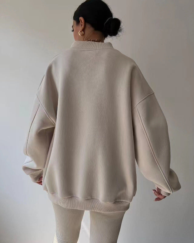 Women's Loose Sweater V-neck Long Sleeve - VibeSoothe