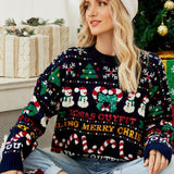 Christmas Tree Round Neck Ice Man Sequined Sweater - VibeSoothe