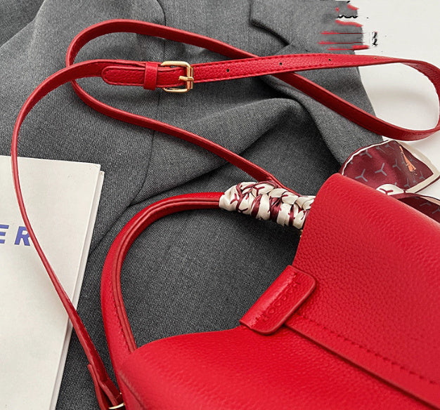 Chic-Red-Bucket Bag - VibeSoothe