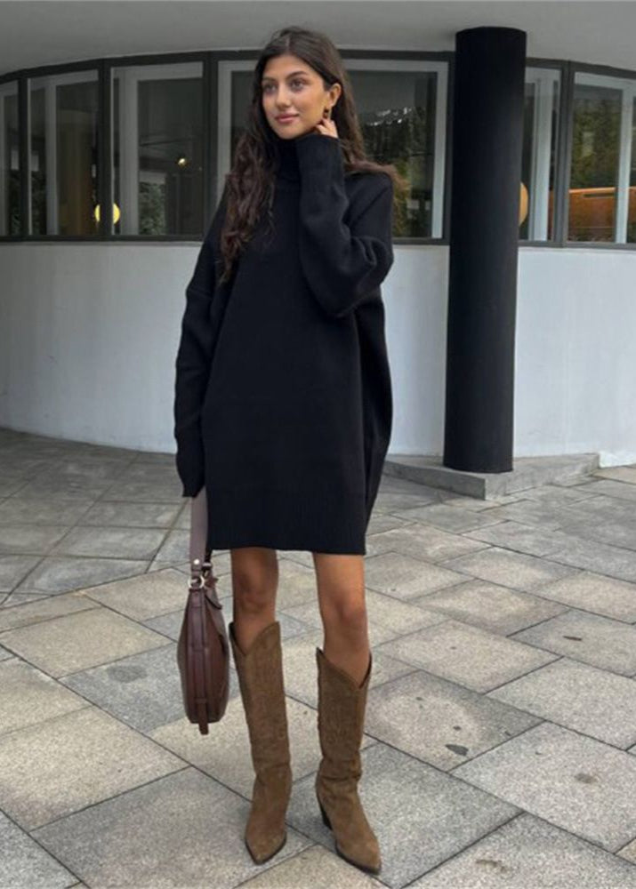 Vestido Suéter de Cuello Alto de Punto Harper – Suéter Oversize de Manga Larga