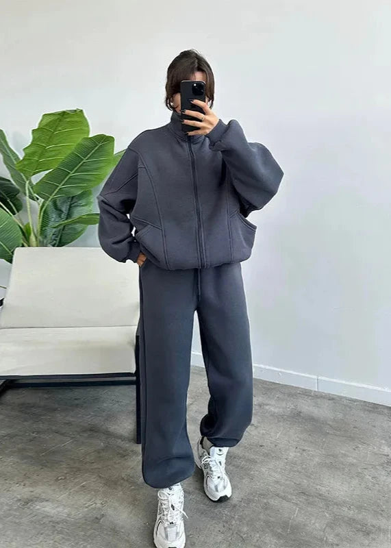 Oversized Zip-Up Hoodie and Jogger Set