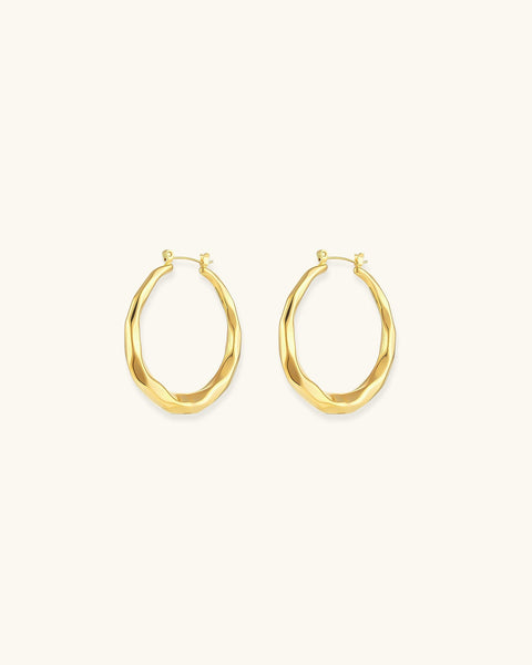 Astra Wave - Sculpted Gold Hoop Earrings