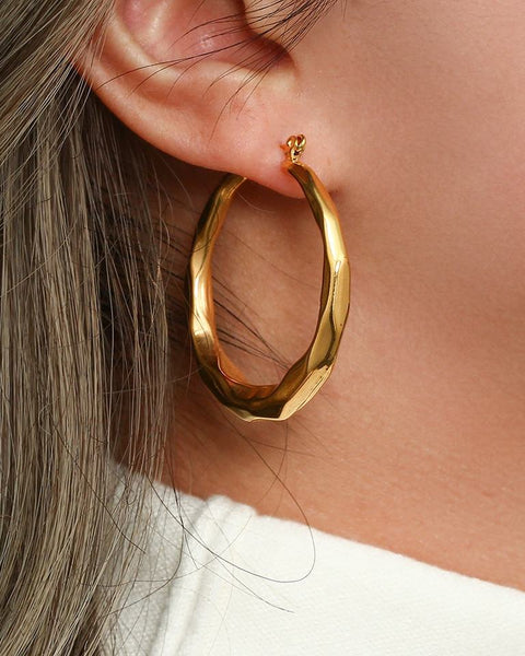 Astra Wave - Sculpted Gold Hoop Earrings